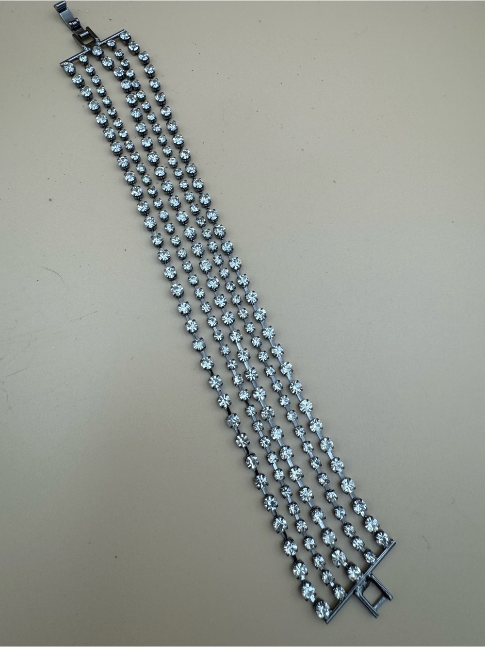 Artisan Silver-Tone Multi-Row Crystal Bracelet 130